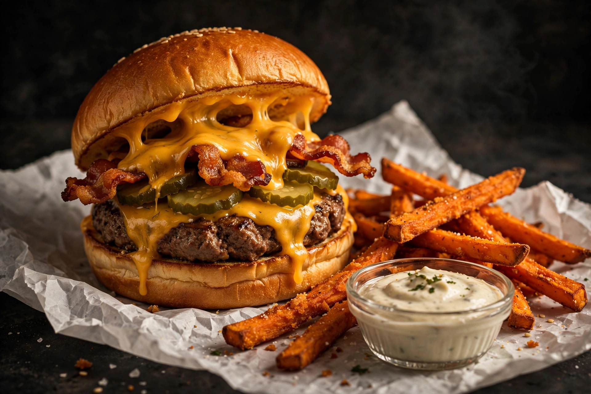 Cheeseburger with fries
